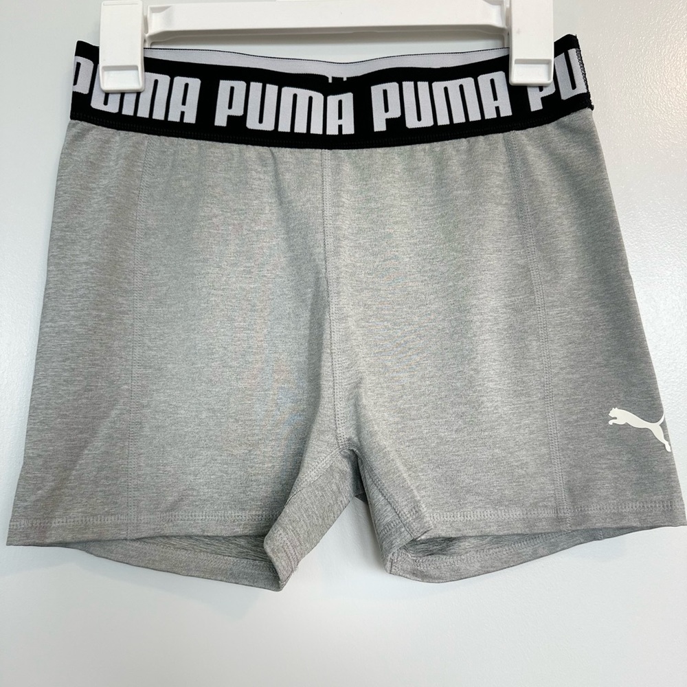 Puma Gray and Black Athletic Shorts with Elastic Waistband